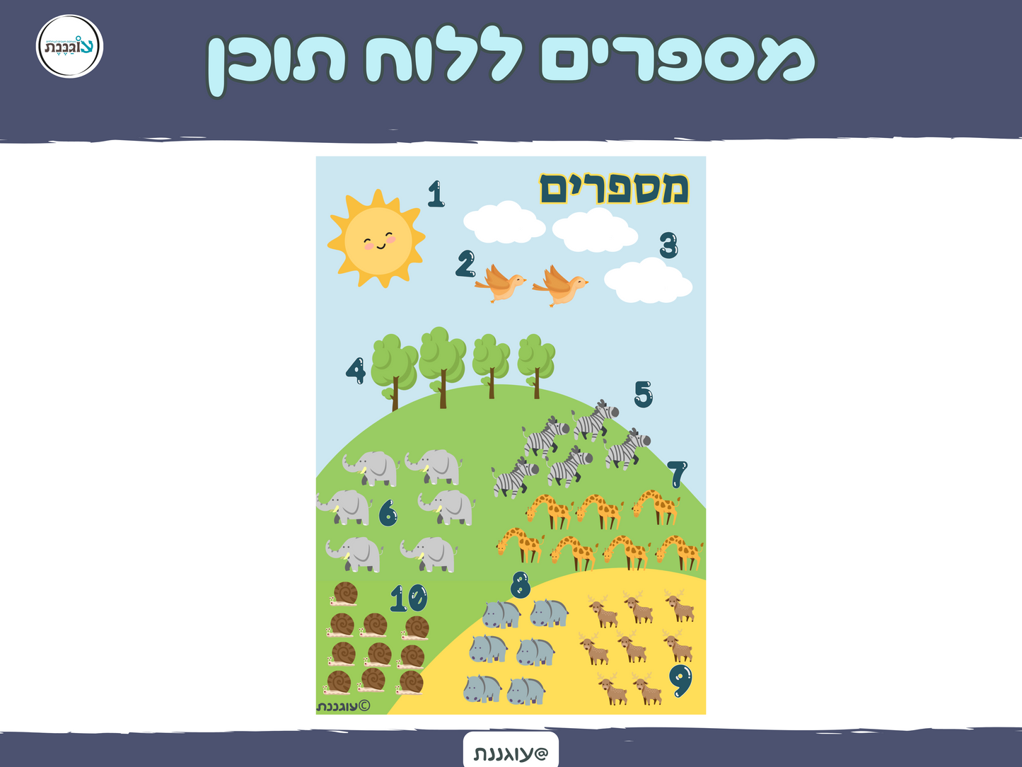 פוסטר מספרים  ללוח תוכן